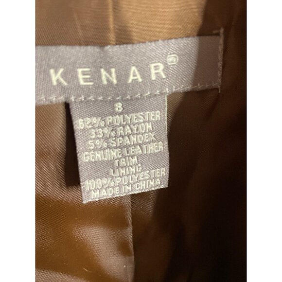 Kenar Brown Plaid Suede Leather Trim Elbow Pads Single Button Blazer Sz 8 - Picture 6 of 10